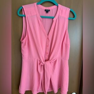 Torrid Pink Sleeveless Tie Front Blouse